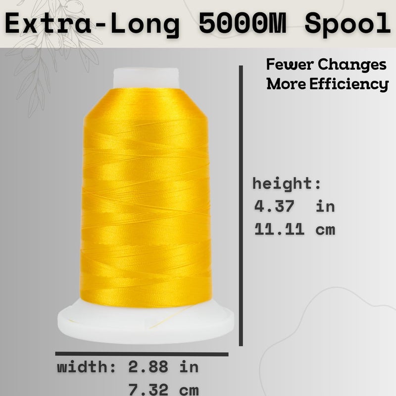 simthread Trilobal Polyester Thread – 5000M (5500yds) No.40 – Super Sheen, Tangle-Free – Built-in Thread Lock Spool – Compatible with Brother, Singer, Janome & More, Harvest Gold-206 - Image 3